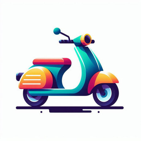 Colorful scooter vector illustration, isolated on a white background.のイラスト素材