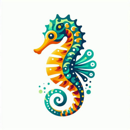 Colorful seahorse. Vector illustration isolated on white background.のイラスト素材