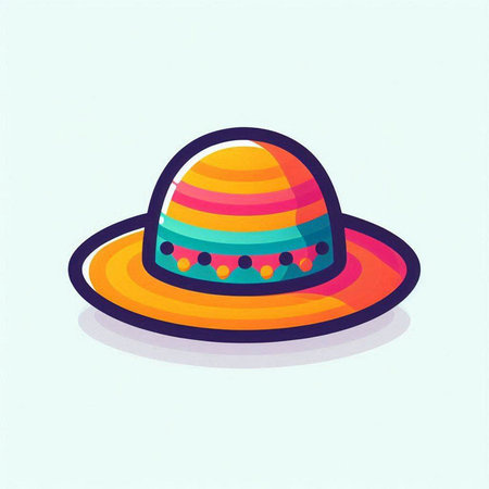Mexican hat. Isolated on blue background. Vector illustration.のイラスト素材