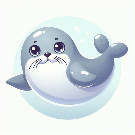 Cute seal on a white background. Vector illustration for your designのイラスト素材