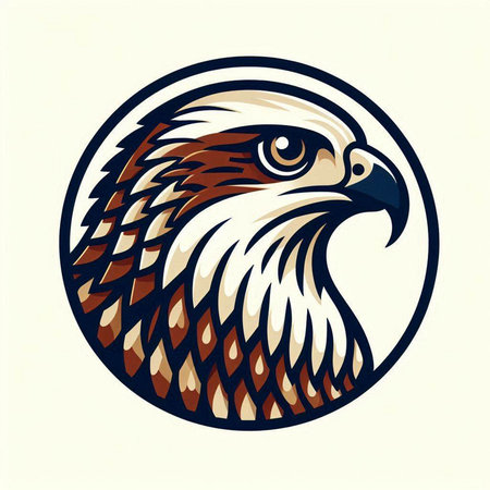 Eagle head in circle on white background, vector illustration. Eagle head mascotのイラスト素材
