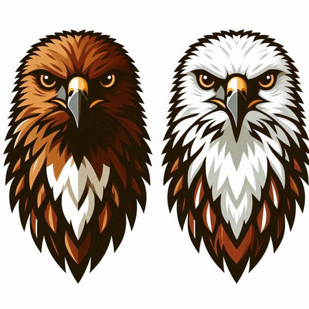 Eagle head and wings. Vector illustration isolated on white background.のイラスト素材