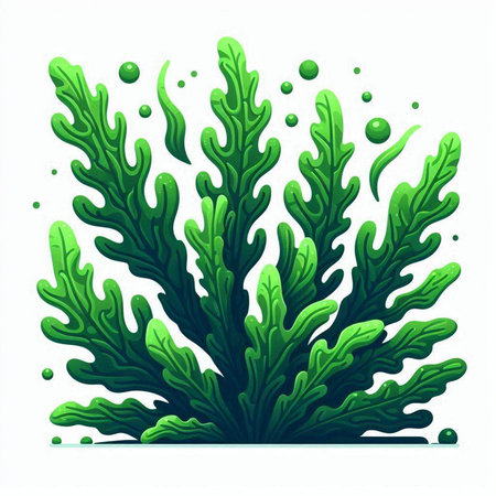 Coral reef vector illustration isolated on white background. Green seaweed illustration.のイラスト素材