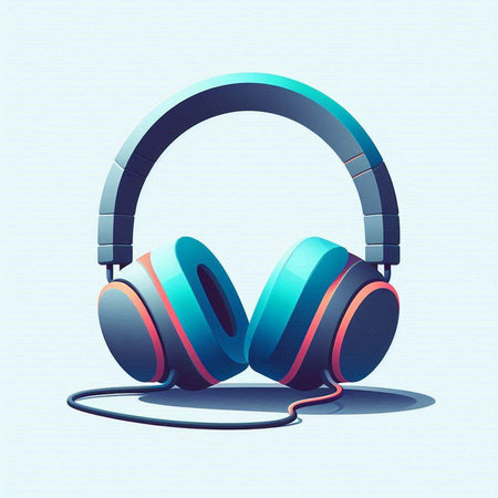 Vector illustration of headphones on blue background. Eps 10 vector file.のイラスト素材