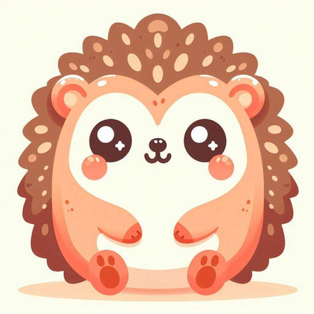 Cute cartoon hedgehog. Hand drawn vector illustration. Isolated on white background.のイラスト素材