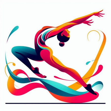 Rhythmic gymnastics, abstract vector background with colorful lines.のイラスト素材