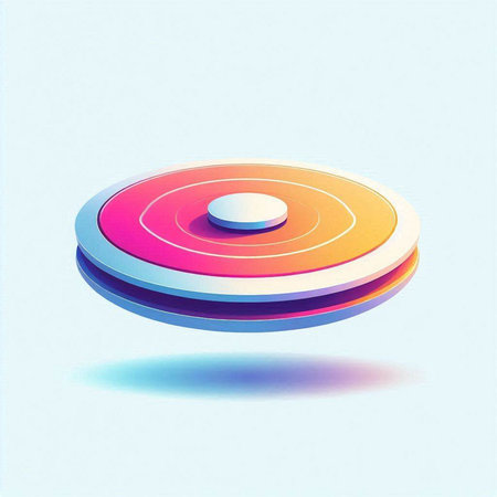 Colorful circle on blue background, 3d render, digital illustrationのイラスト素材