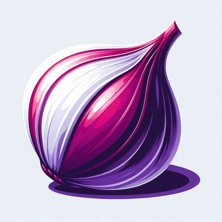 Illustration of a fresh red onion on a white background. Vector illustration.のイラスト素材