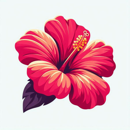 Hibiscus flower isolated on white background. Vector illustration.のイラスト素材