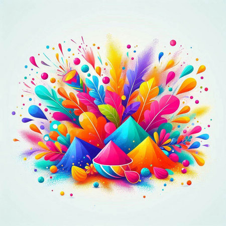 Colorful holi background with colorful holi powder. Vector illustration.のイラスト素材