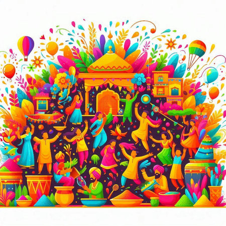 Colorful vector illustration of Happy Janmashtami festival in Indiaのイラスト素材