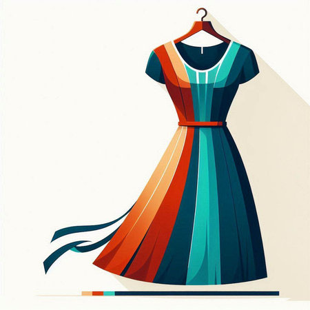 Illustration of a beautiful dress on a mannequin. Vector illustrationのイラスト素材