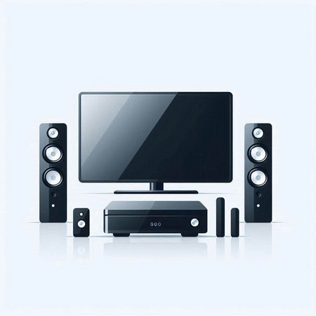Home theater system and speakers on a white background. Eps 10 vector file.のイラスト素材