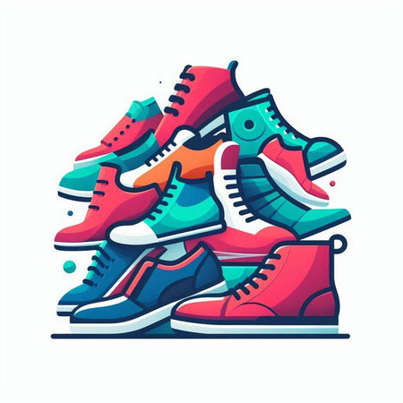 Sneakers. Colorful vector illustration in flat cartoon style.のイラスト素材