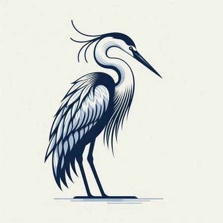 Egret vector illustration. Hand drawn image of heron.のイラスト素材