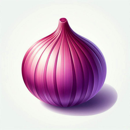 Illustration of a purple onion on a white background with shadow.のイラスト素材