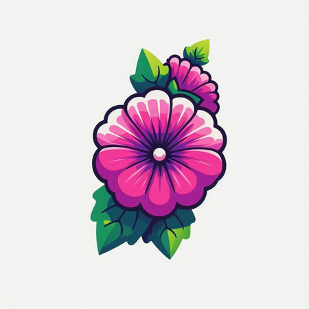 Illustration of pink hibiscus flower on white background.のイラスト素材