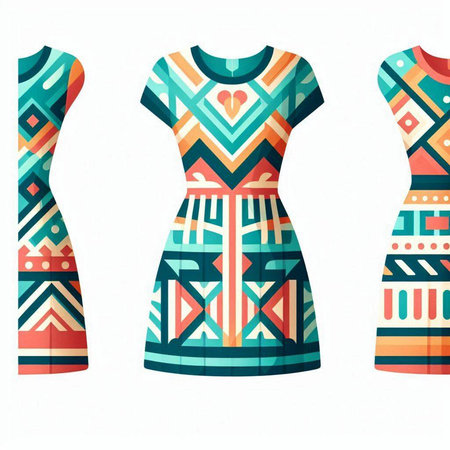 Dress with geometric pattern on a white background. Vector illustration.のイラスト素材