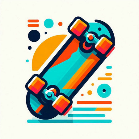 Skateboard vector illustration. Colorful skateboard flat design.のイラスト素材