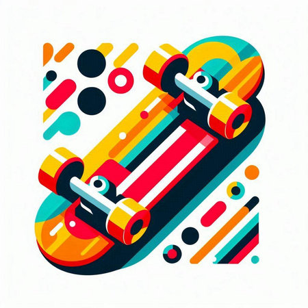 Colorful skateboard wheel on white background. Vector illustration in flat style.のイラスト素材