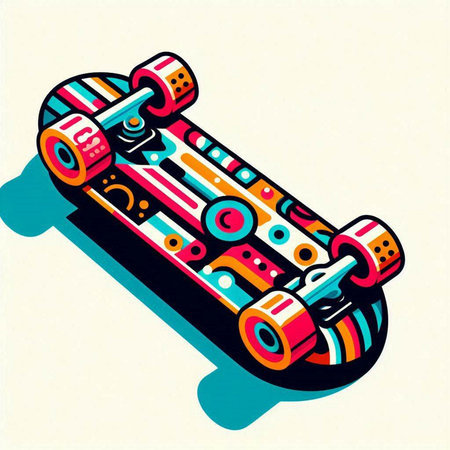 Skateboard on a white background. Vector illustration in retro style.のイラスト素材