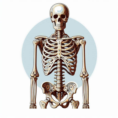 Skeleton and bones on a white background. Vector illustration of skeleton.のイラスト素材