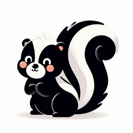 Cute cartoon skunk. Isolated on a white background.のイラスト素材