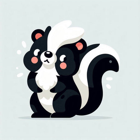 Cartoon skunk. Vector illustration of cute cartoon skunk.のイラスト素材