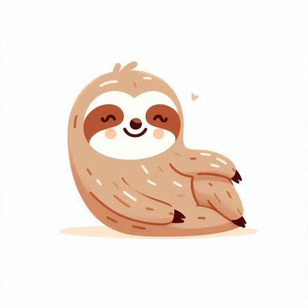 Cute cartoon sloth. Vector illustration isolated on white background.のイラスト素材