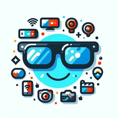 Modern flat design vector illustration concept of glasses and social media icons.のイラスト素材