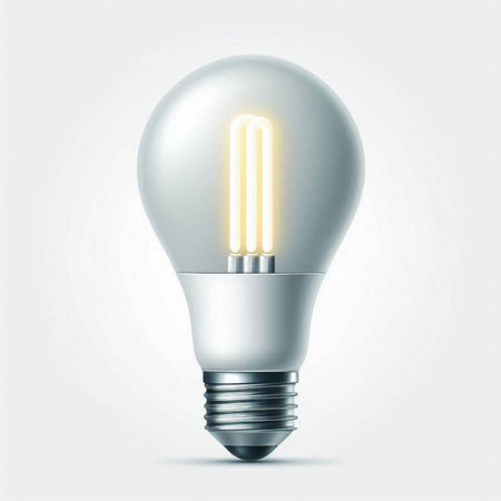 Realistic Detailed 3d Light Bulb Icon, Vector Illustrationのイラスト素材