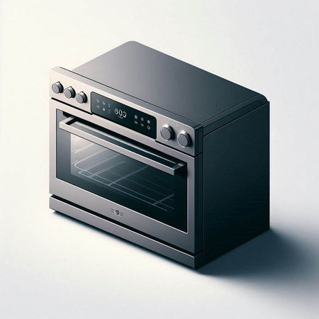 Black electric oven on a white background. 3d render illustration.のイラスト素材