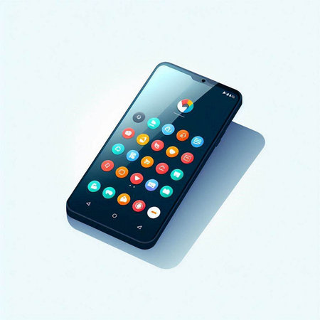 Smartphone with remote control on the white background. Vector illustration.のイラスト素材