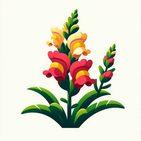 Illustration of a red and yellow flower isolated on a white backgroundのイラスト素材