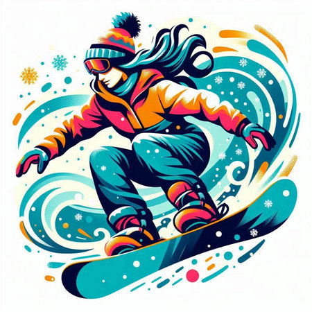 Snowboarder on snowboard. Vector illustration of snowboarder.のイラスト素材