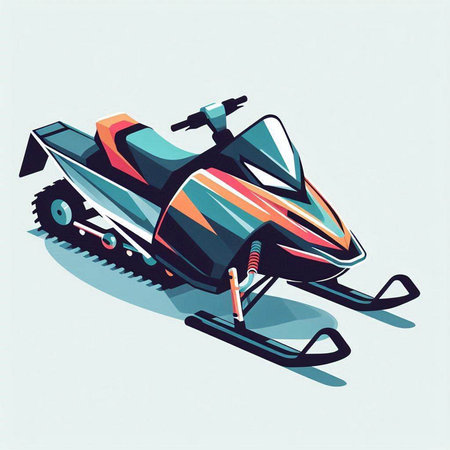 illustration of a snowmobile in retro style on a white backgroundのイラスト素材