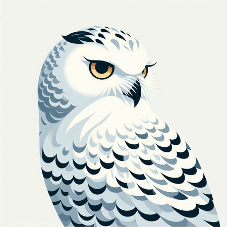 Illustration of a white owl on a white background. Vector illustrationのイラスト素材