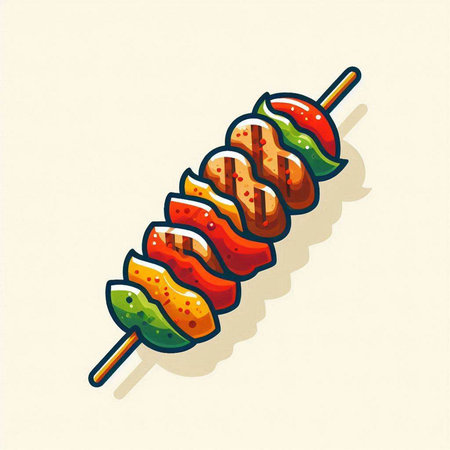 Grilled kebab icon. Vector illustration of grilled meat.のイラスト素材
