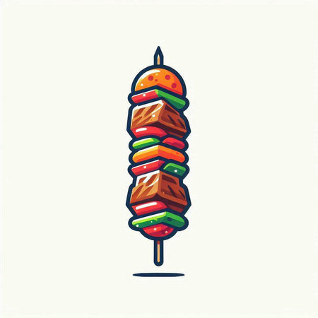 Grilled kebab on skewer icon, vector illustration.のイラスト素材