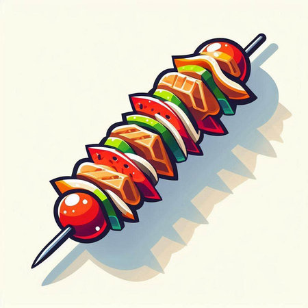 Illustration of a shish kebab on a skewerのイラスト素材