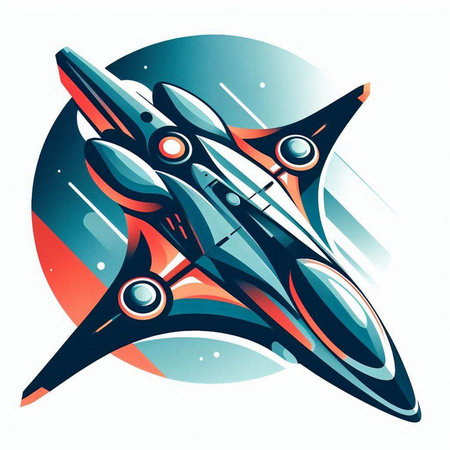 Futuristic spaceship vector illustration. Futuristic spaceship in space.のイラスト素材