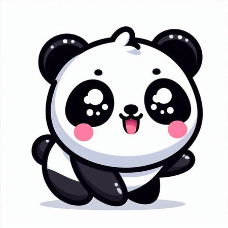 Cute panda cartoon isolated on white background. Vector illustration.のイラスト素材