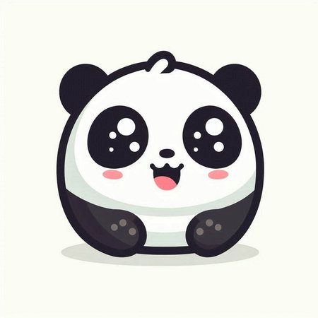 Cute panda bear cartoon vector illustration. Cute panda bear characterのイラスト素材