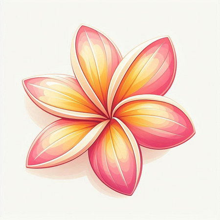Illustration of a beautiful pink frangipani flower on a white backgroundのイラスト素材