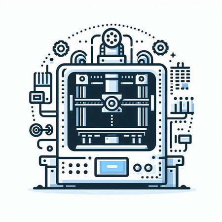 Robotic arm system. Robotic arm manufacture technology. Vector illustration.のイラスト素材