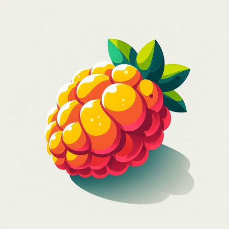 Raspberry fruit on white background. Vector illustration. Eps 10.のイラスト素材