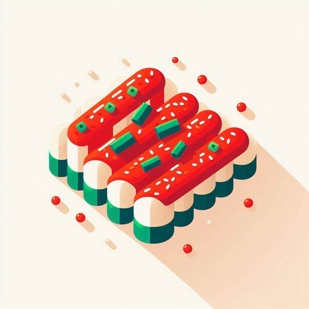 Sushi isometric vector illustration. Sushi roll. Japanese foodのイラスト素材