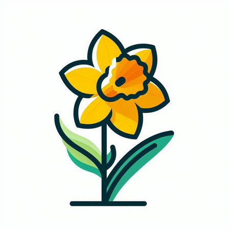 Daffodil flower vector icon. Narcissus flower iconのイラスト素材