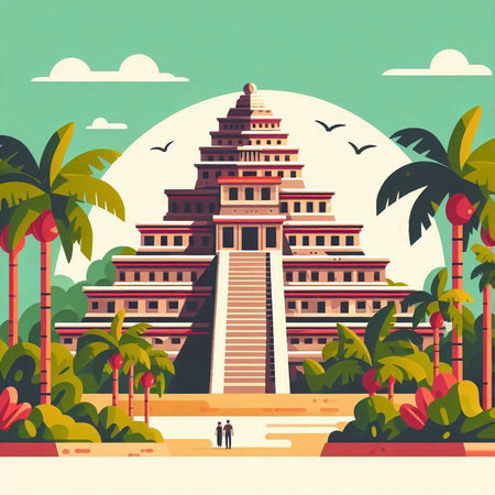 Pagoda on the island of Sri Lanka. Vector illustration.のイラスト素材