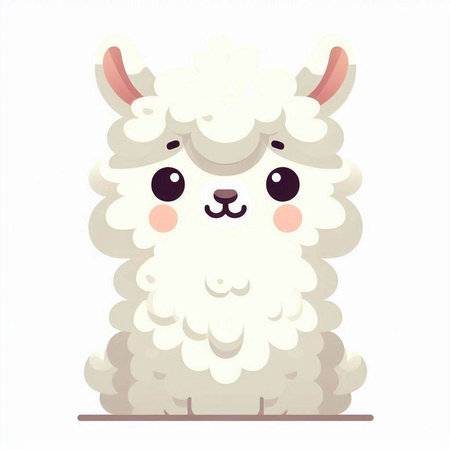 Cute cartoon alpaca. Vector illustration isolated on white background.のイラスト素材